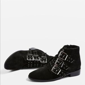NWT Topshop Krown Black Studded Suede Bootie